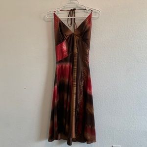 ALYN PAIGE HALTER DRESS SILKY SATIN TIE DYE SIZE 8 FEMININE